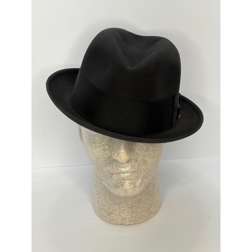 Vintage Knox Twenty Black Felt Fedora Hat Merritt Schaefer & Brown Austin Texas